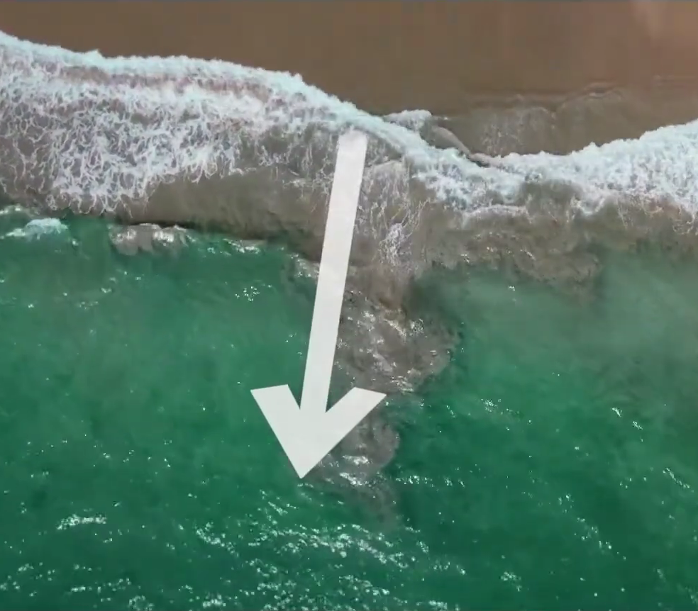 Beach aerial showing channels and currents